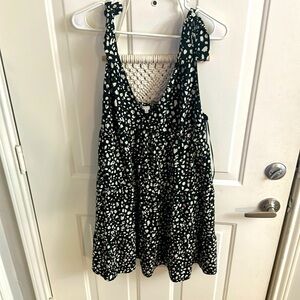 Black tan dotted mini dress withh bow straps